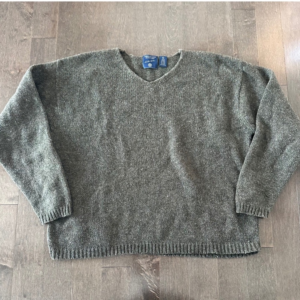 Vintage 90s Limited Edition Mens American Eagle Wool Knit Sweater Green XL